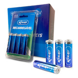 Kit 4 Pacotes Knup Kp-4800aa 16 Pilhas Recarregáveis 2700mah