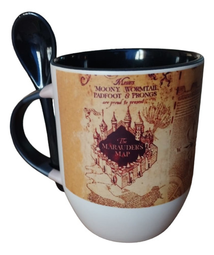 Taza Mágica Con Cuchara Mapa Del Merodeador Harry Potter