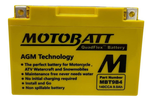 Bateria Motobatt Mbt9b4 9ah Yamaha Mt 03 660c