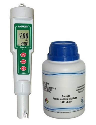 Medidor Ec Condutivímetro Akrom Kr30 + Solução 1413 Us/cm