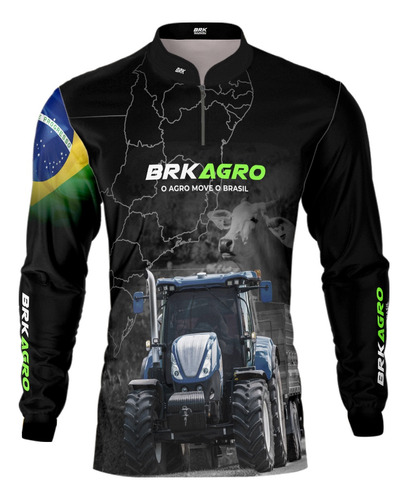 Camisa Agro Brk Fazenda Trator O Agro Move O Brasil Uv 50