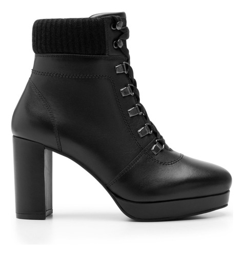 Botin De Tacón Mujer Flexi Tipo Militar Negro - 118910