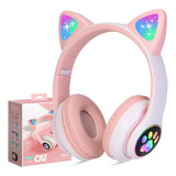 Fone Ouvido Sem Fio Gatinho Bluetooth Mp3 Rádio Fm Cartão Sd