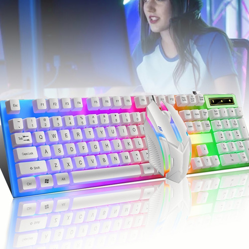 Kit Teclado Mouse Gamer Luz Rgb Iluminado Led Usb Cableado