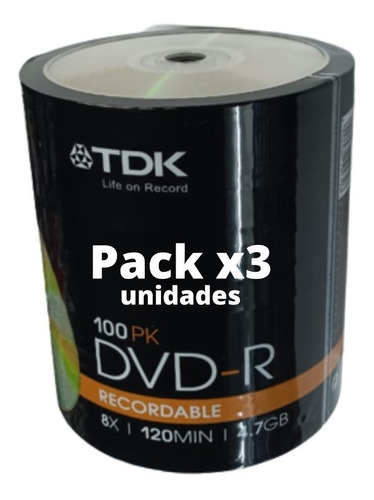 Pack X300 Unidades Dvd-r Virgen Tdk 4,7gb 120min 3 Bulk X100