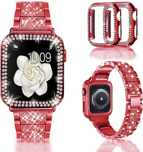  Correa Para Reloj Apple Watch Metalica Rojo 45mm.