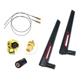 2 Antenas 8dbi Wireless Wifi + 2 Cabos Sma Conector Ipex Ufl