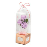 Flor De Jabón Realista Con Caja De Regalo Rosas Violetas