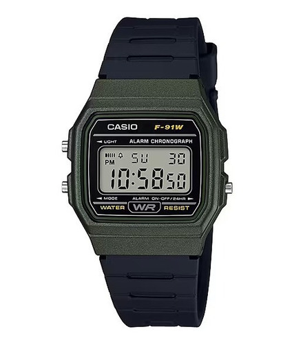 Relógio Casio Digital Verde Militar F-91wm-3adf