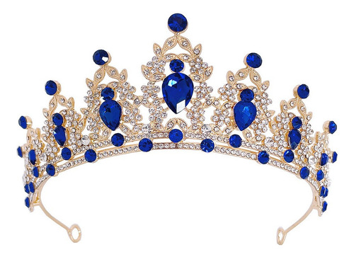 Corona Princess Azul Oro Para Niña, Xv Años, Disfraz, ... .