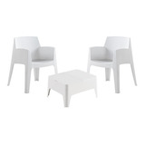 Set 2 Sillas/sillón Y Mesa Para Jardín, Color Blanco, Shaf