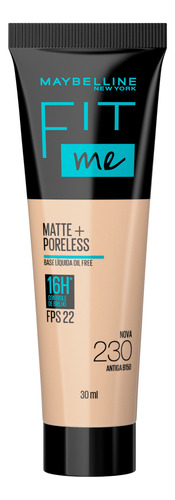 Base De Maquiagem Líquida Maybelline Fit Me Matte+ Poreless Fit Me Fps Tom Nova 230 Antiga B150  -  30ml 45g