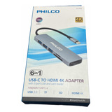 Adaptador Philco Hub Usb-c 6 En 1 Hdmi 4k Sd Usb 3.0 61284