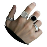 Anillo Punk Gótico Plata Vintage Para Hombre