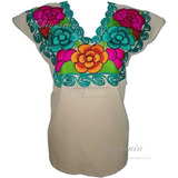 Blusa Artesanal Típica Bordado Rosas Altos De Chiapas