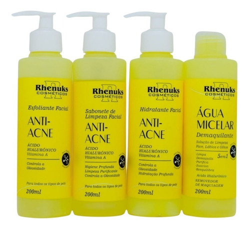 Kit Skin Care Facial Rhenuks Anti-acne Combate As Espinhas Promove Limpeza Profunda Da Pele.