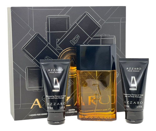 Kit Perfume Azzaro Pour Homme 100 Ml + 2 Shampooing 50 Ml