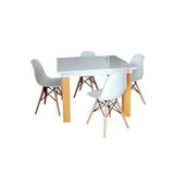 Comedor Eames Minimalista Mod Emboscada White 4 Sillas