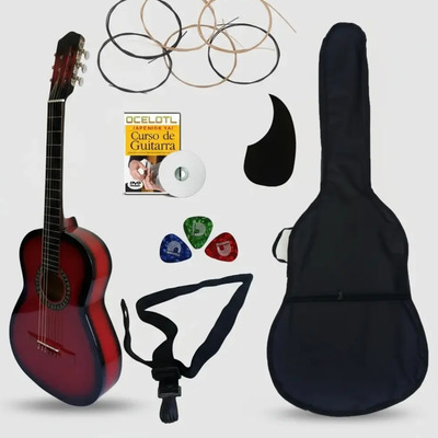 Guitarra Acústica Infantil Arte Musical Clásica 3/4 Rojo Diestro Ébano