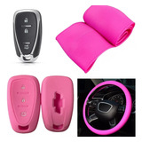 Cubre Volante + Funda Llave Silicona Chevrolet Tracker Rosa