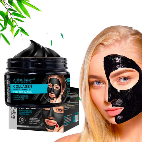 Mascarilla Facial Negra Colágeno De Carbón De Bambú