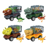 Set 4 Vehículos Carritos Fricción Dinosaurios Juguete Niños