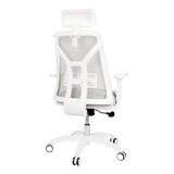 Silla Oficina Ejecutiva Rossi Tokio Cabezal Neumática Blanca