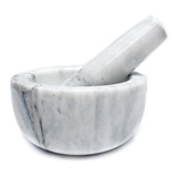 Mortero Marmol De Carrara Blanco 12x6cm Nonfork Machacador