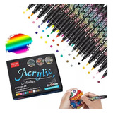 Acrílica Tipo Posca 24 Plumones Y Punta Pincel Brush Pintura