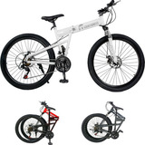 Bicicleta Plegable De Montaña R26 21 Vel Freno De Disco Color Blanco