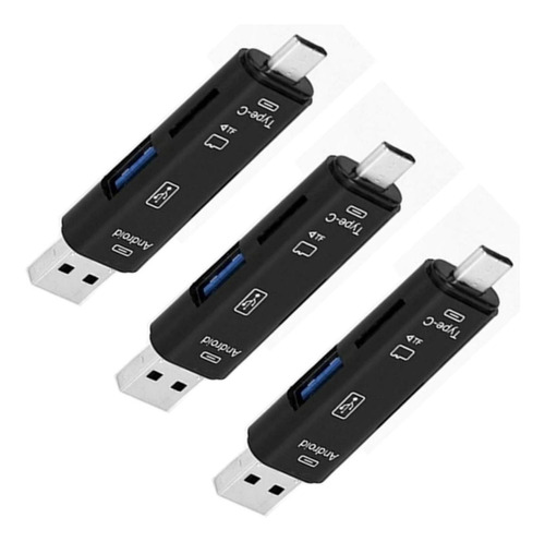 Multiconector Usb Varios Puertos, Mxaii-003, 3 Pzas, Negro,