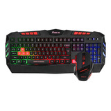 Kit Combo Teclado Y Mouse Gamer Xtrike Me 2400 Dpi Fx Color Del Teclado Negro/rojo