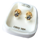 Aros Abridores De Oro Amarillo 18k Estrella 5mm Mod126