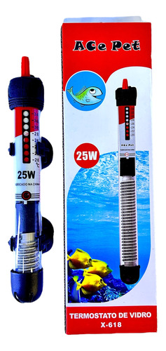 Termostato Com Aquecedor Ace Pet 25w Para Aquario Terrario