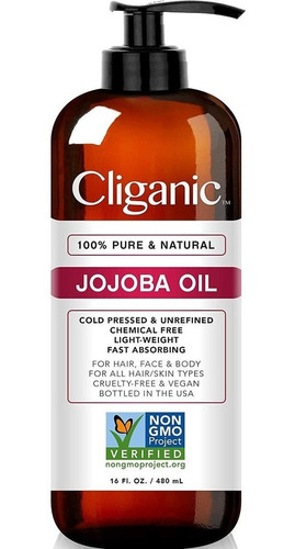 Aceite De Jojoba Cliganic Sin Omg, A Granel 16 Oz | 100% Pur