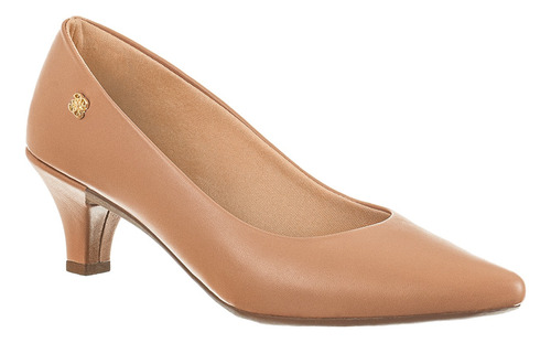 Scarpin Feminino Nude Sapato Bico Fino Salto Baixo Macio 