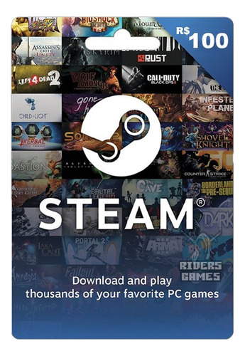 Cartão Presente Pré-pago Steam R$100 Digital