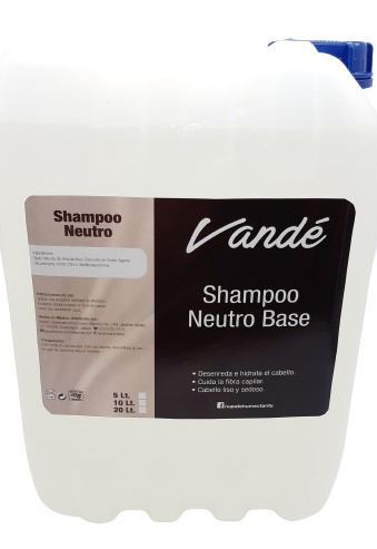 Shampoo Neutro Base Transparente 10lt/ 0% Sulfatos Parabenos