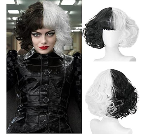 Cruella Deville Sl013bw Peluca Cosplay Para Mujer Pelucas Co