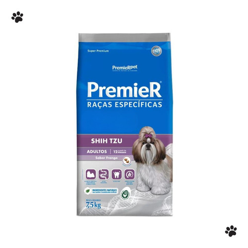 Alimento Premier Super Premium Raças Específicas Shih Tzu Para Cão Adulto De Raça Pequena Sabor Frango Em Sacola De 7.5kg