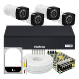 Kit Dvr Intelbras 8 Canais H.265 1tb 4 Câmeras Full Hd 20m