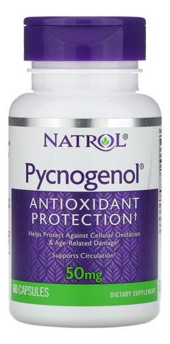 Natrol Extracto De Corteza De Pino Pycnogenol Antioxidant Protection - 60 Cápsulas Sabor Sin Sabor