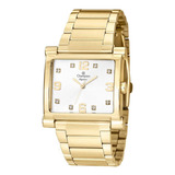 Relogio Feminino Dourado Champion Quadrado Com Pedras Cn2693