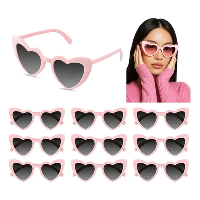 10pz Gafas De Sol Corazón Accesorios Moda Niñas Mujer Lentes Océano Plateado Rosa Pálido