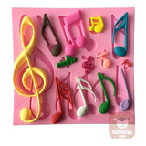 Molde Silicona Notas Musicales Fondant Porcelana Fria