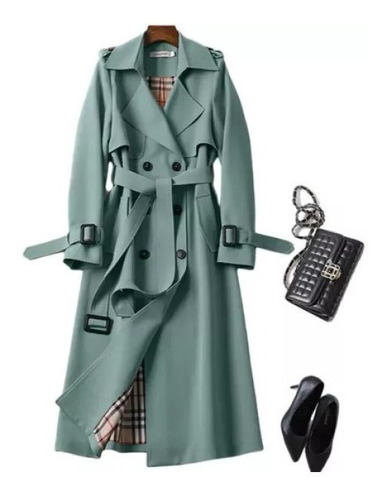 Trench Coat Feminino Elegante De Abotoamento Duplo