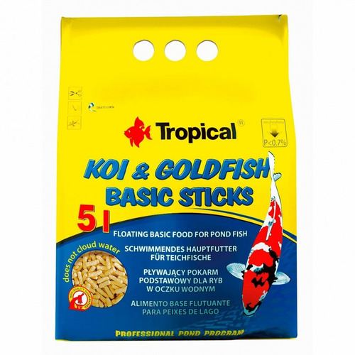 Alimento Pellets Peces Koi Y Goldfish Tropical 5 Lts
