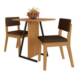 Conjunto De Mesa Com 2 Cadeiras Arkansas Cinam/marrom - M. A