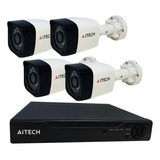 Kit 4 Camaras De Seguridad Ip Aitech Dvr Exterior Full Hd 10