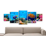 Cuadro 130x50cms 5 Piezas Decorativo Acuario!